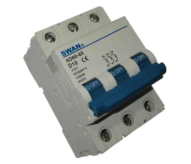 Swan Electric 3P 6kA D-curve MCB circuit breaker