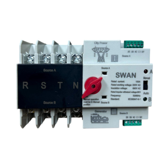 Swan Electric Motorised Change Over Switch ATS 100A 4P