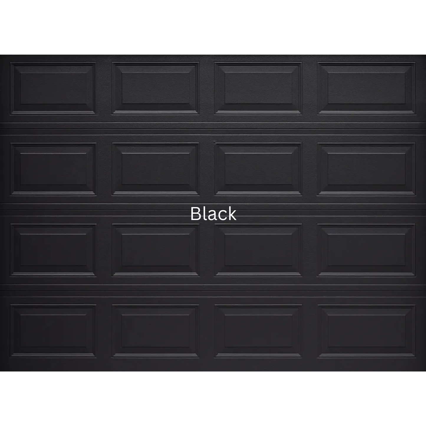 Raised and field steel sectional garage door with classic panel design, heavy duty steel construction, available in multiple colours for single, double and caravan garages - Black Colour
