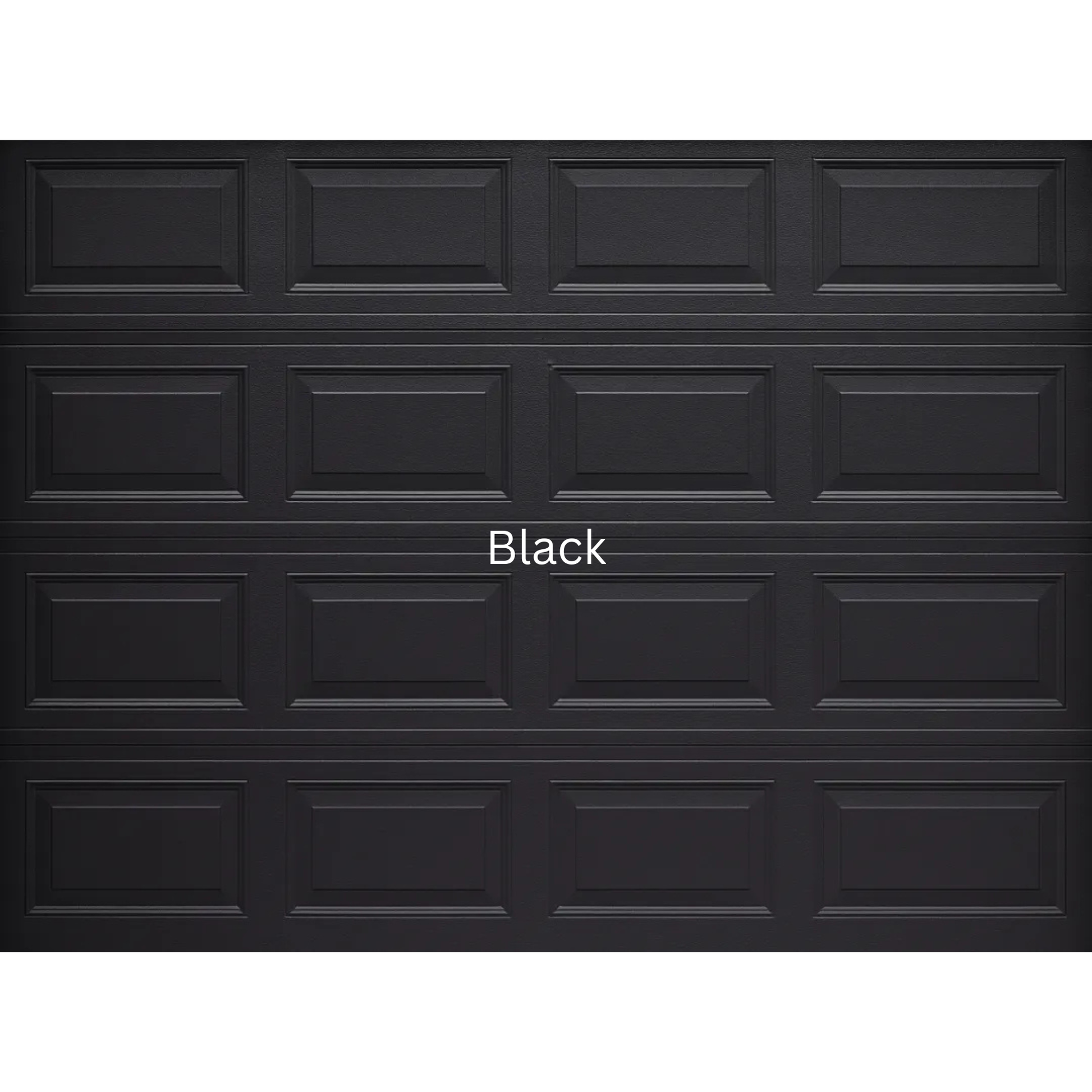 Raised and field steel sectional garage door with classic panel design, heavy duty steel construction, available in multiple colours for single, double and caravan garages - Black Colour