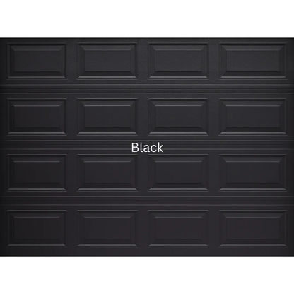 Raised and field steel sectional garage door with classic panel design, heavy duty steel construction, available in multiple colours for single, double and caravan garages - Black Colour