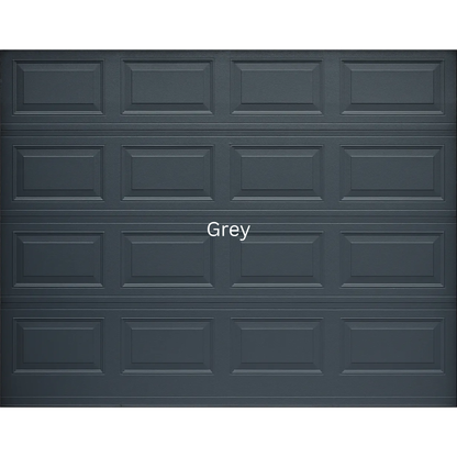 Raised and field steel sectional garage door with classic panel design, heavy duty steel construction, available in multiple colours for single, double and caravan garages - Grey Colour