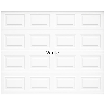Raised and field steel sectional garage door with classic panel design, heavy duty steel construction, available in multiple colours for single, double and caravan garages - White Colour