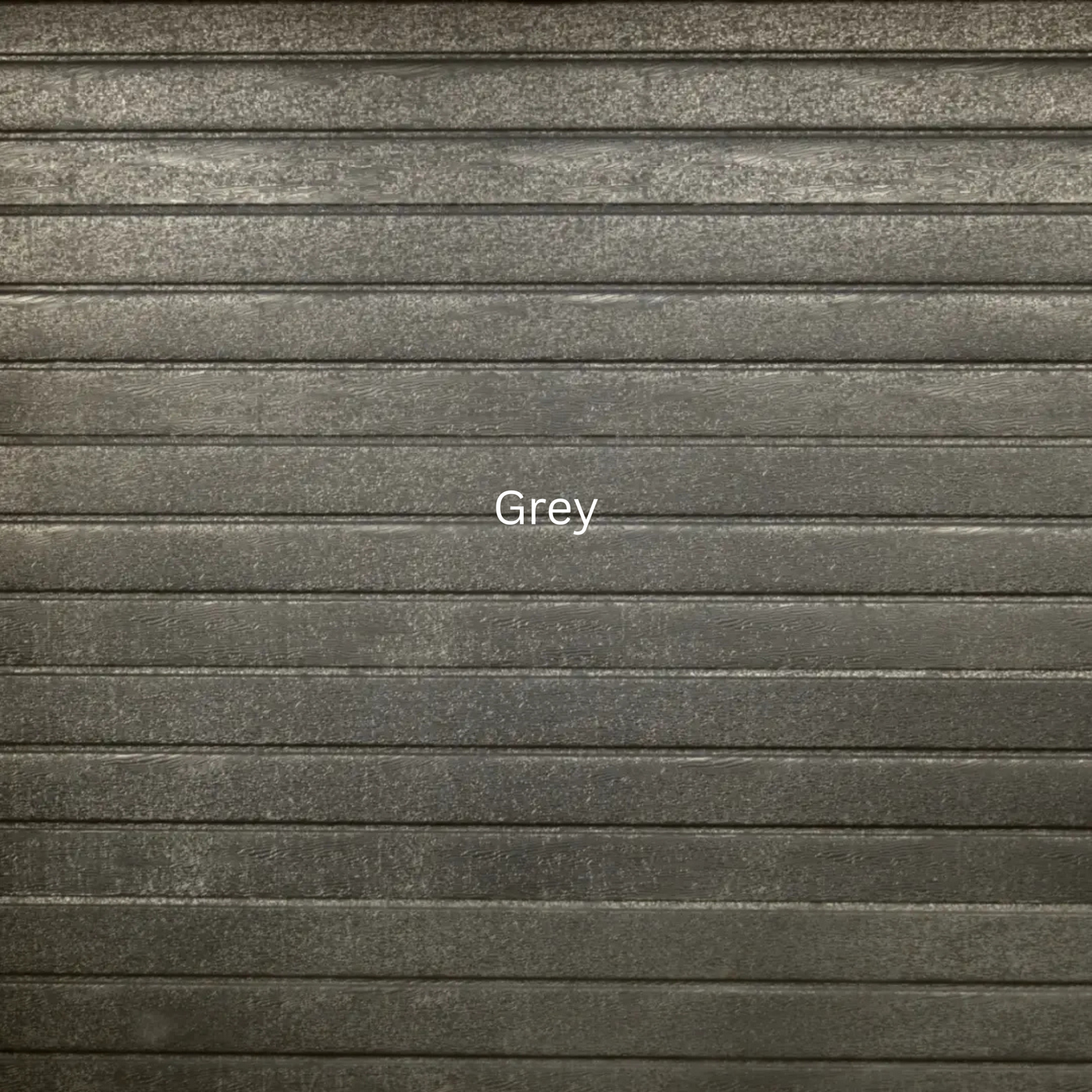 Horizontal steel sectional garage door with modern horizontal panel design, durable powder coated finish, available in single, double and caravan sizes - Grey Colour