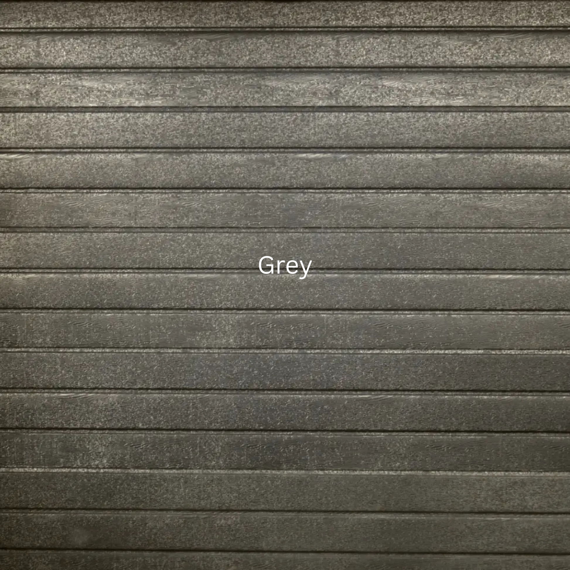 Horizontal steel sectional garage door with modern horizontal panel design, durable powder coated finish, available in single, double and caravan sizes - Grey Colour