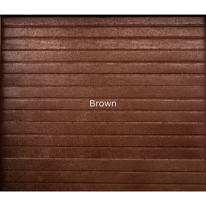 Horizontal steel sectional garage door with modern horizontal panel design, durable powder coated finish, available in single, double and caravan sizes - Brown Colour